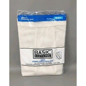 Vtg Basic Editions Thermal Ankle Length Long Johns Pant Mens Large Kmart Waffle